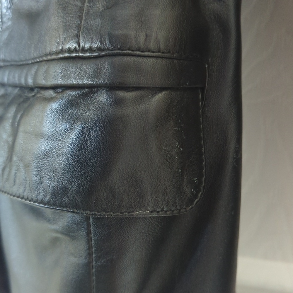 Lineage 90's Vintage Classic Genuine Leather Blazer Jacket Black 40 Large - Picture 11 of 16